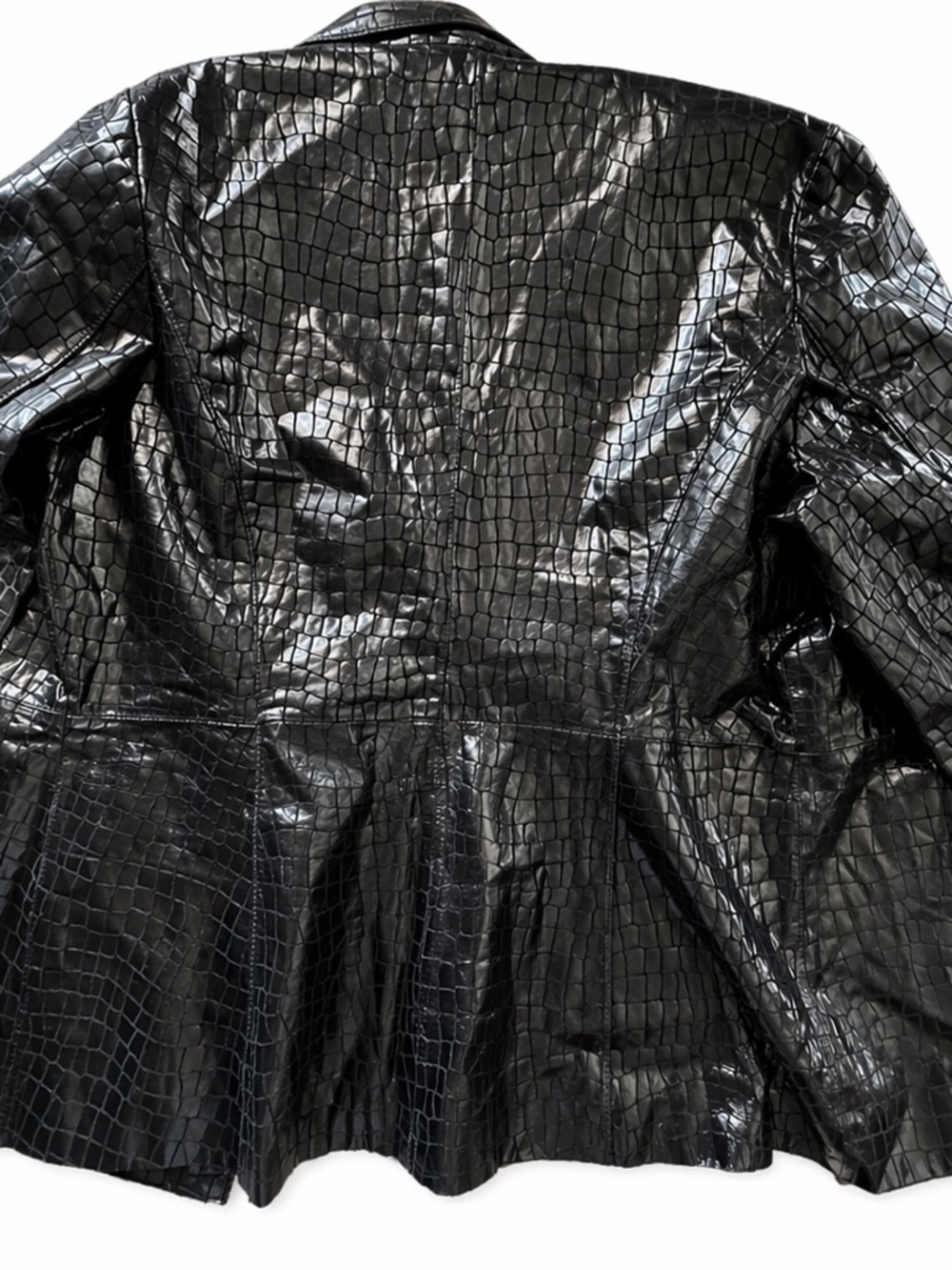 Black Croc leather Oversized Jacket - Women - Picture 3 of 5